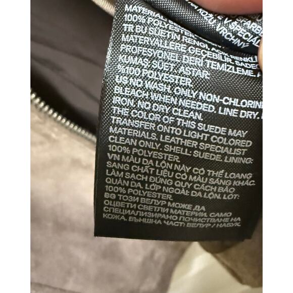 H&M Women's Faux Suede Biker Jacket – Size 2 – Taupe – Edgy & Versatile - Picture 10 of 14